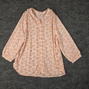 Jachs Girlfriend Floral Boho Peasant Blouse Women’s Size S Flowy 3/4 Sleeve Top